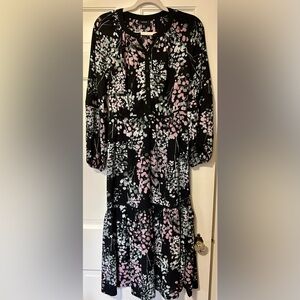 Alfani XS Black and Pink Floral Maxi Long Dress Easy wear and care!